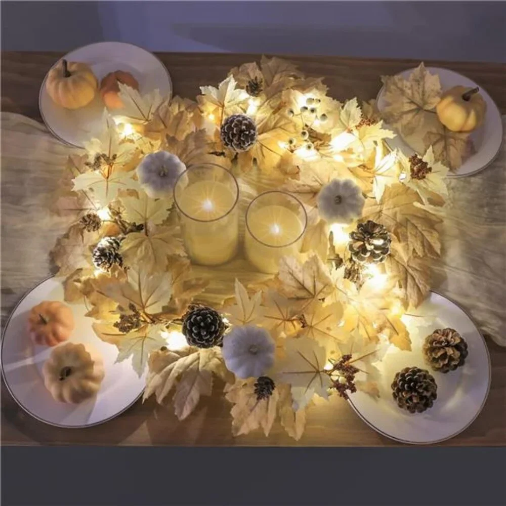 Fall Wreath with Lights 22 Inch - Fall Wreaths for Front Door Thanksgiving
